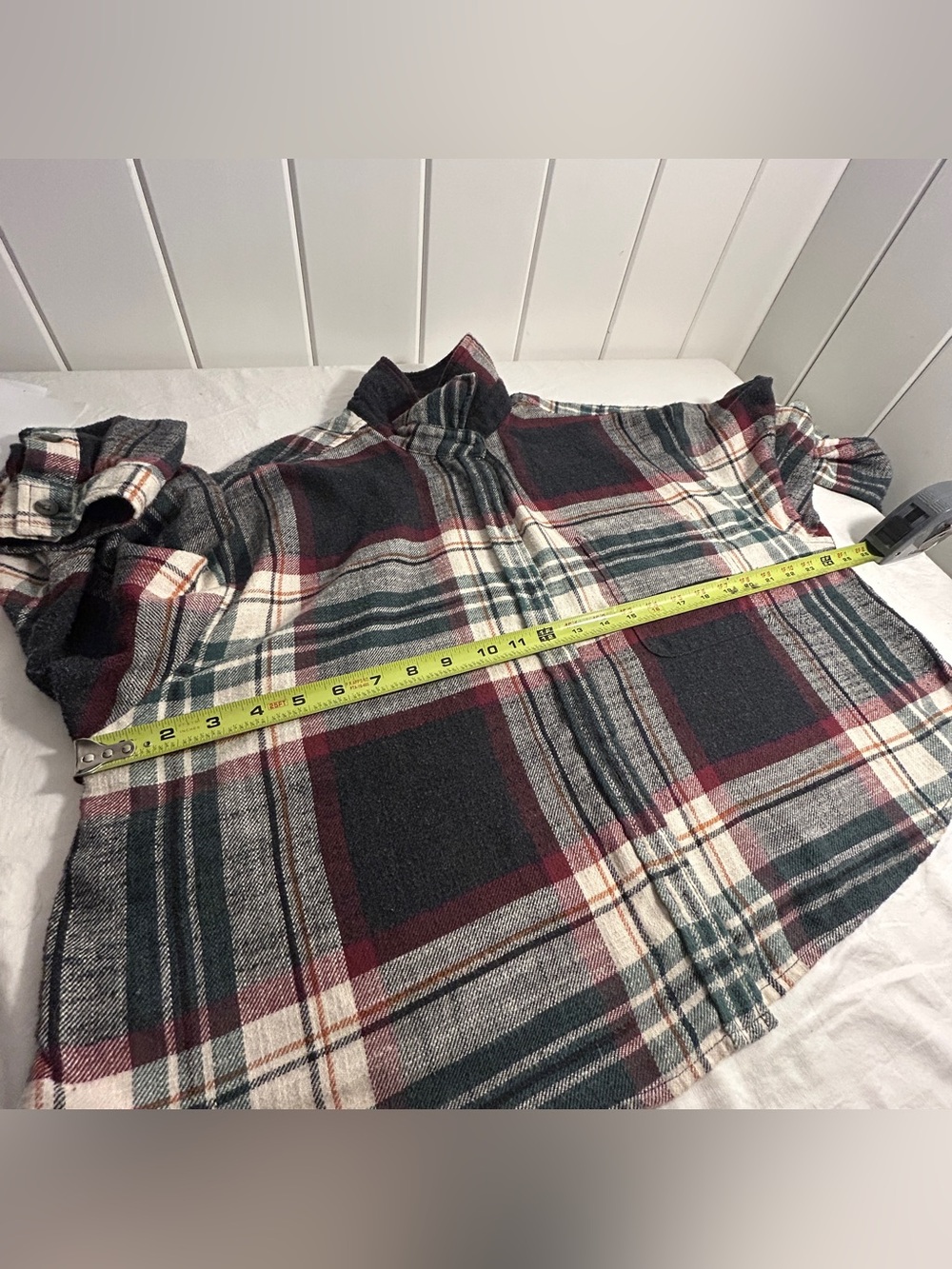 American Eagle shirt women’s XL Cropped plaid flannel XL crop top maroon green - Picture 14 of 16